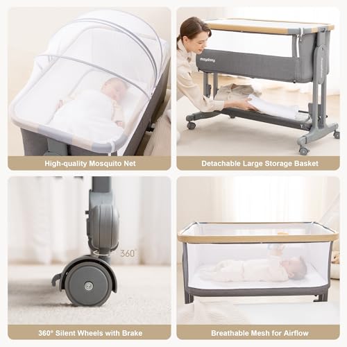 Baby Bassinet with Wheels, Mattress, Sheet, Folding W423