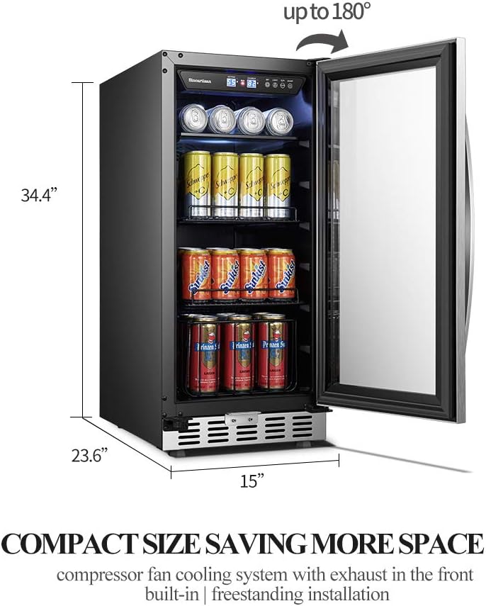 15 Inch Beverage Cooler Refrigerator with Glass Door M48224