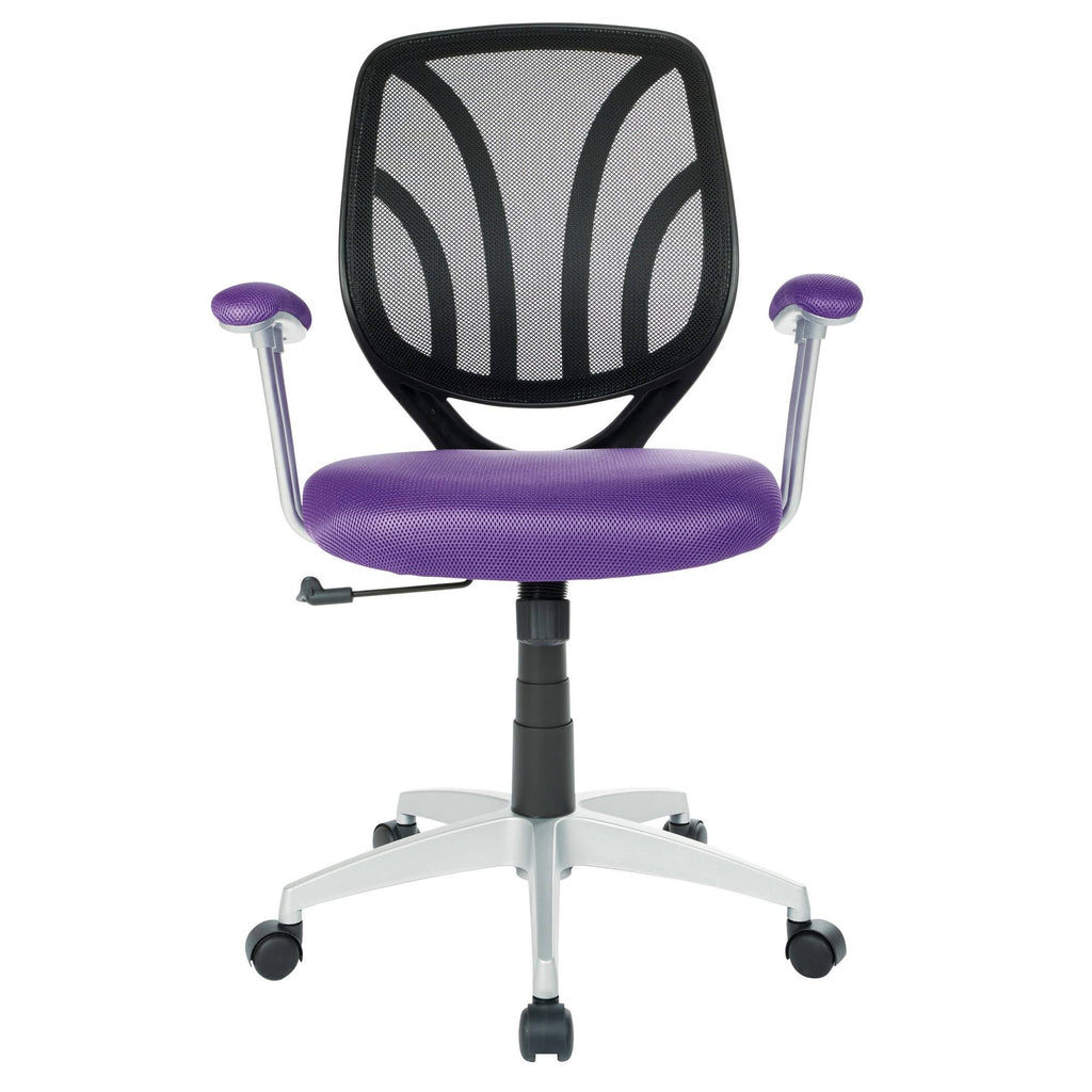 Purple Mesh Screen Back Chair with Silver Coated Arms and Base M67816