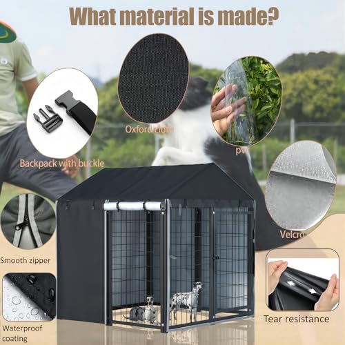 Black 600D Heavy Duty Waterproof Dog Kennel Cover W5021