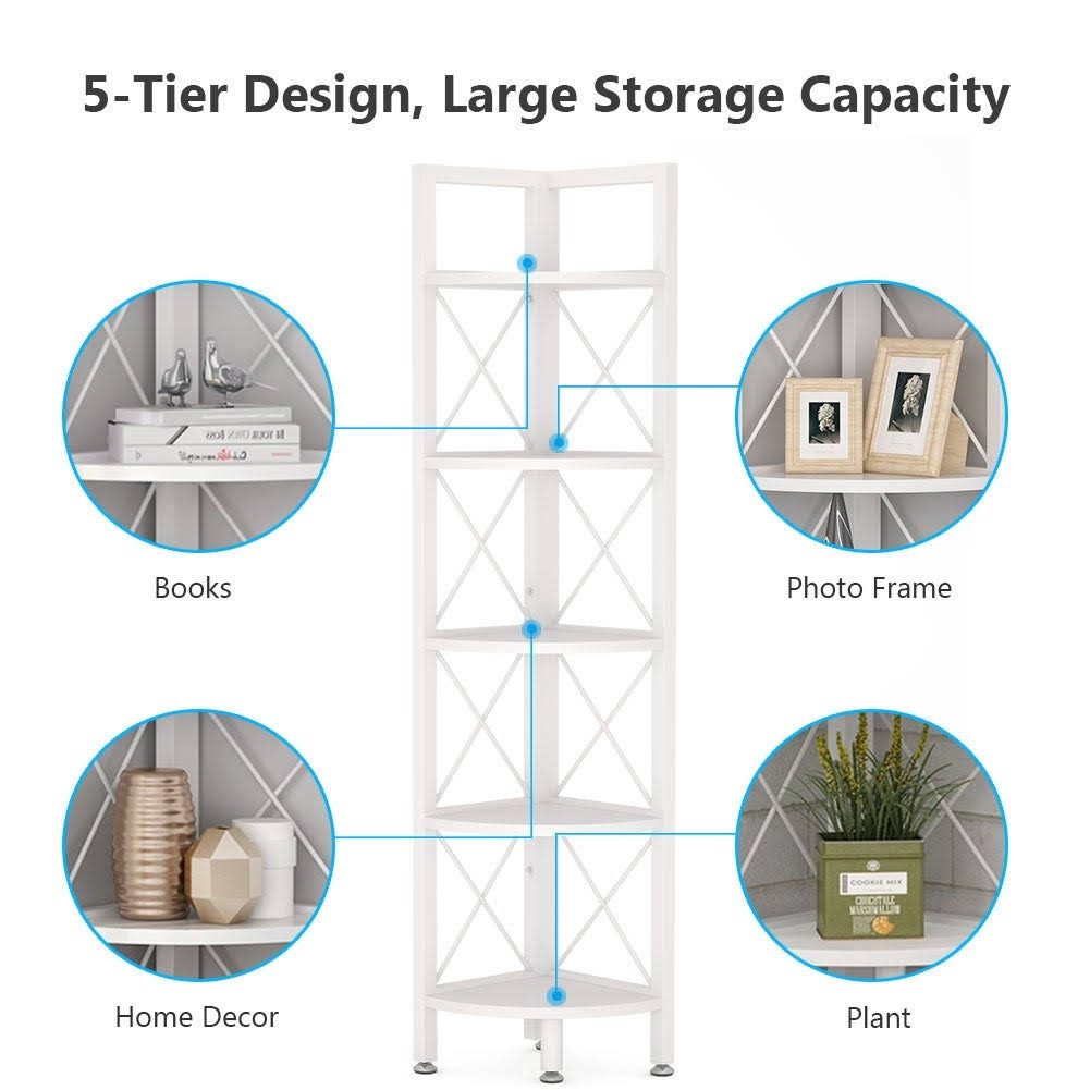 5-Tier Corner Bookshelf Black W763