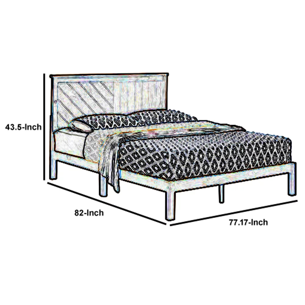 Solid Wood Platform Bed with Headboard King S4249