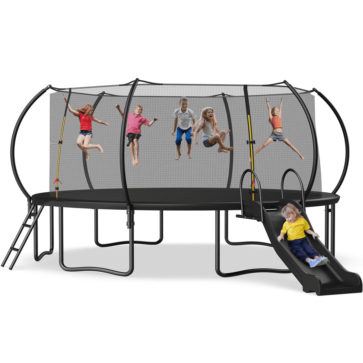 12 14 16FT Trampoline with Slide, Enclosure Net and Ladder P84042