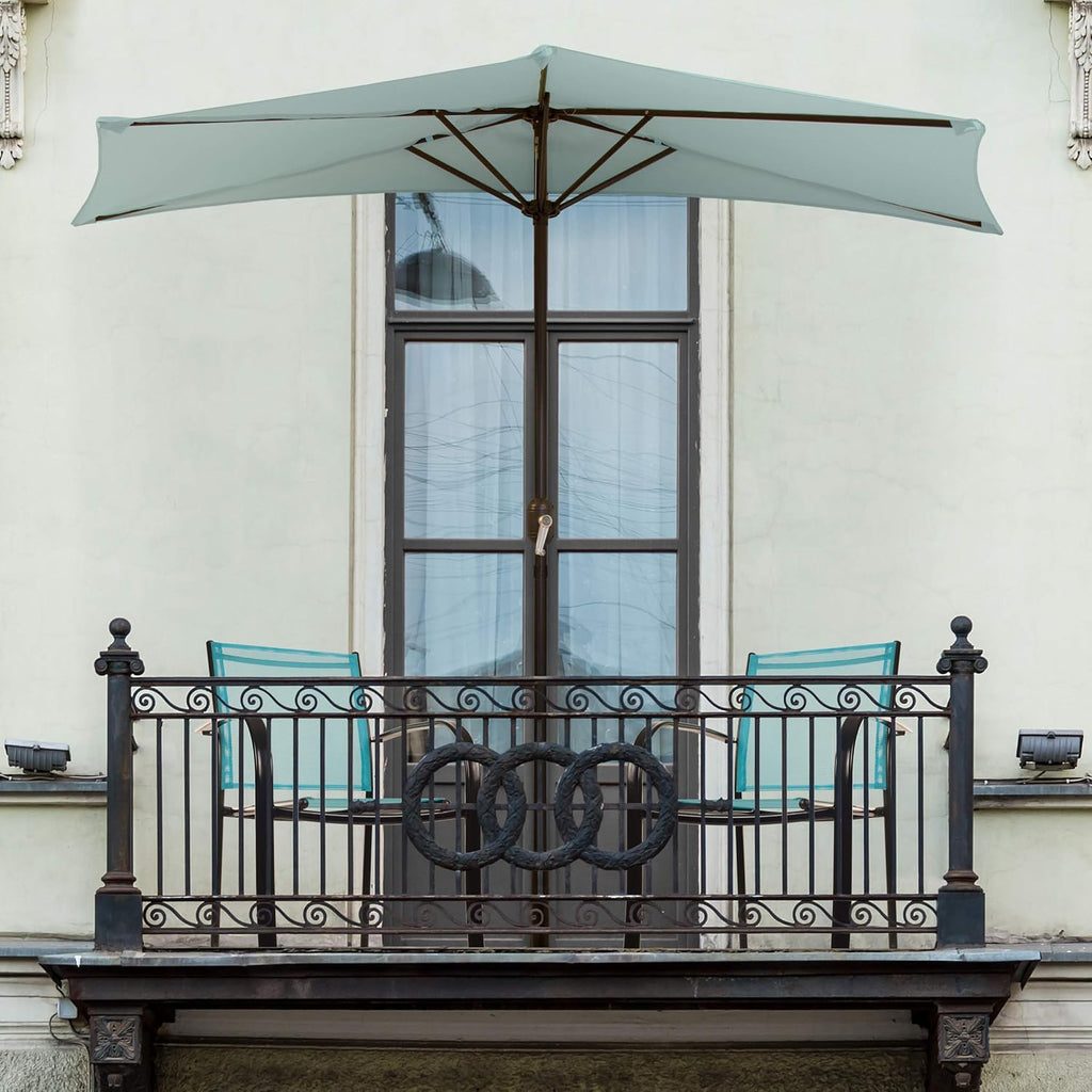 Tan 9-Foot Half Patio Umbrella Q7995