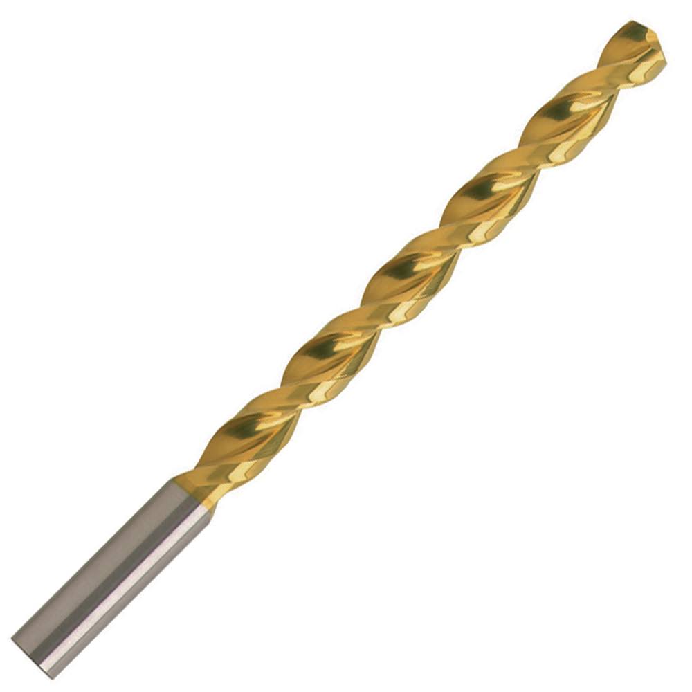 Carbide 130° Point Parabolic Flute Jobber Length Drill, Tin Coated, 88.9mm LOC J879599