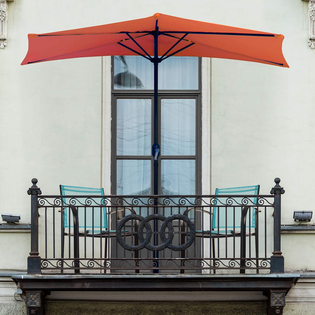 Tan 9-Foot Half Patio Umbrella Q7995