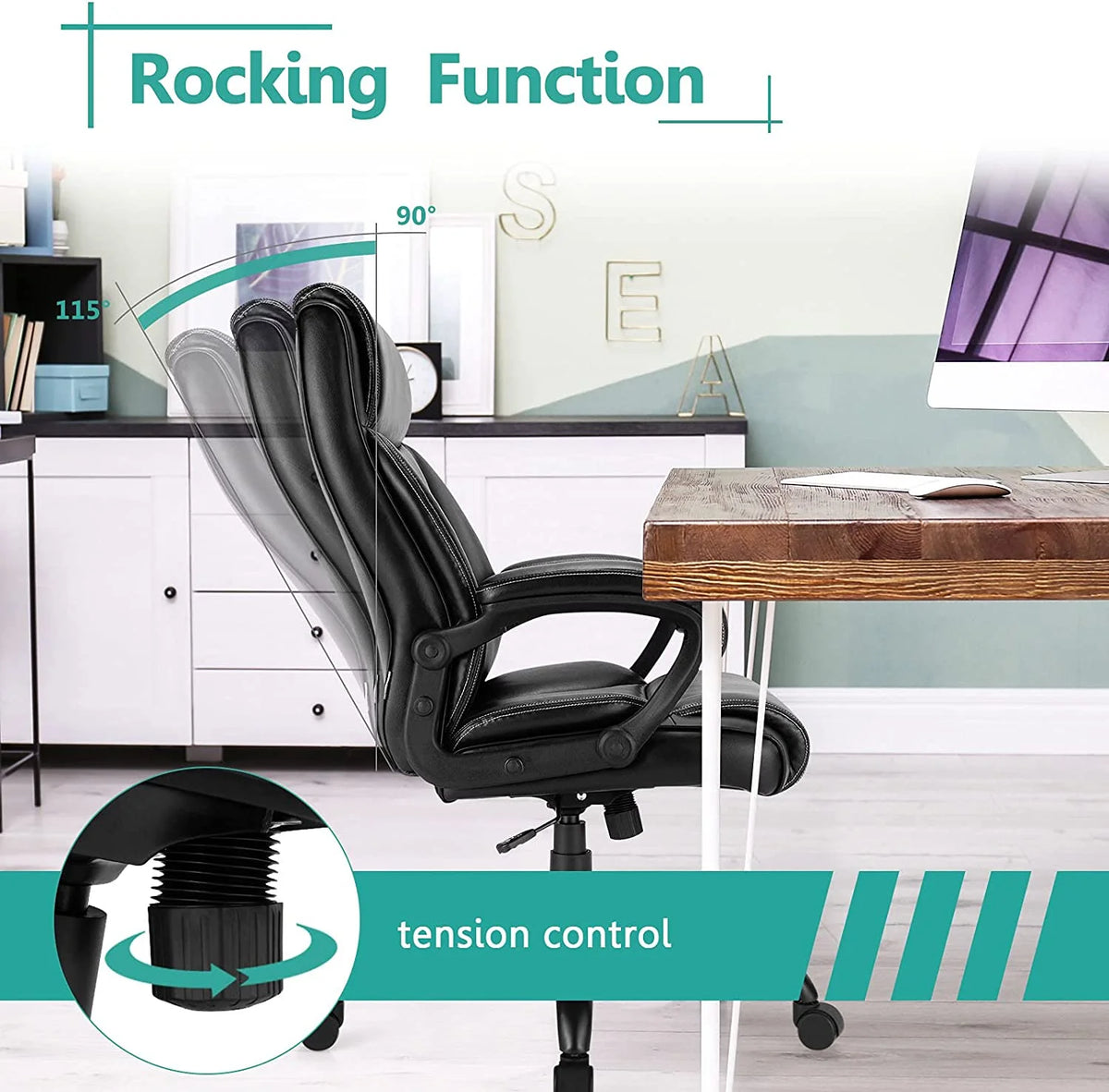 Big & Tall High-Back Leather Adjustable Swivel Office Chair with Lumbar Support L189030