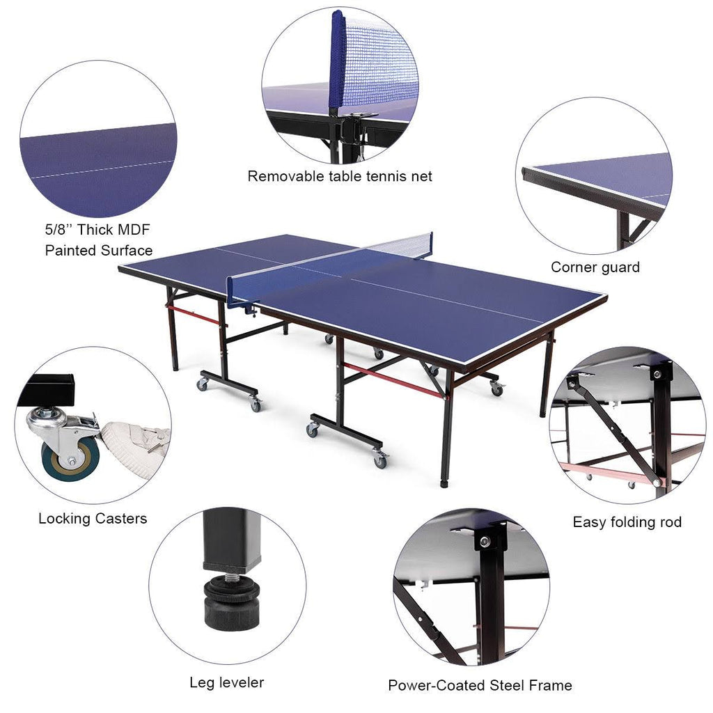 Foldable Table Tennis Table with Locking Casters I43365
