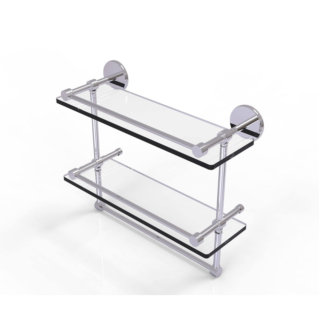 Polished Chrome Double Glass Shelf with Towel Bar C1815