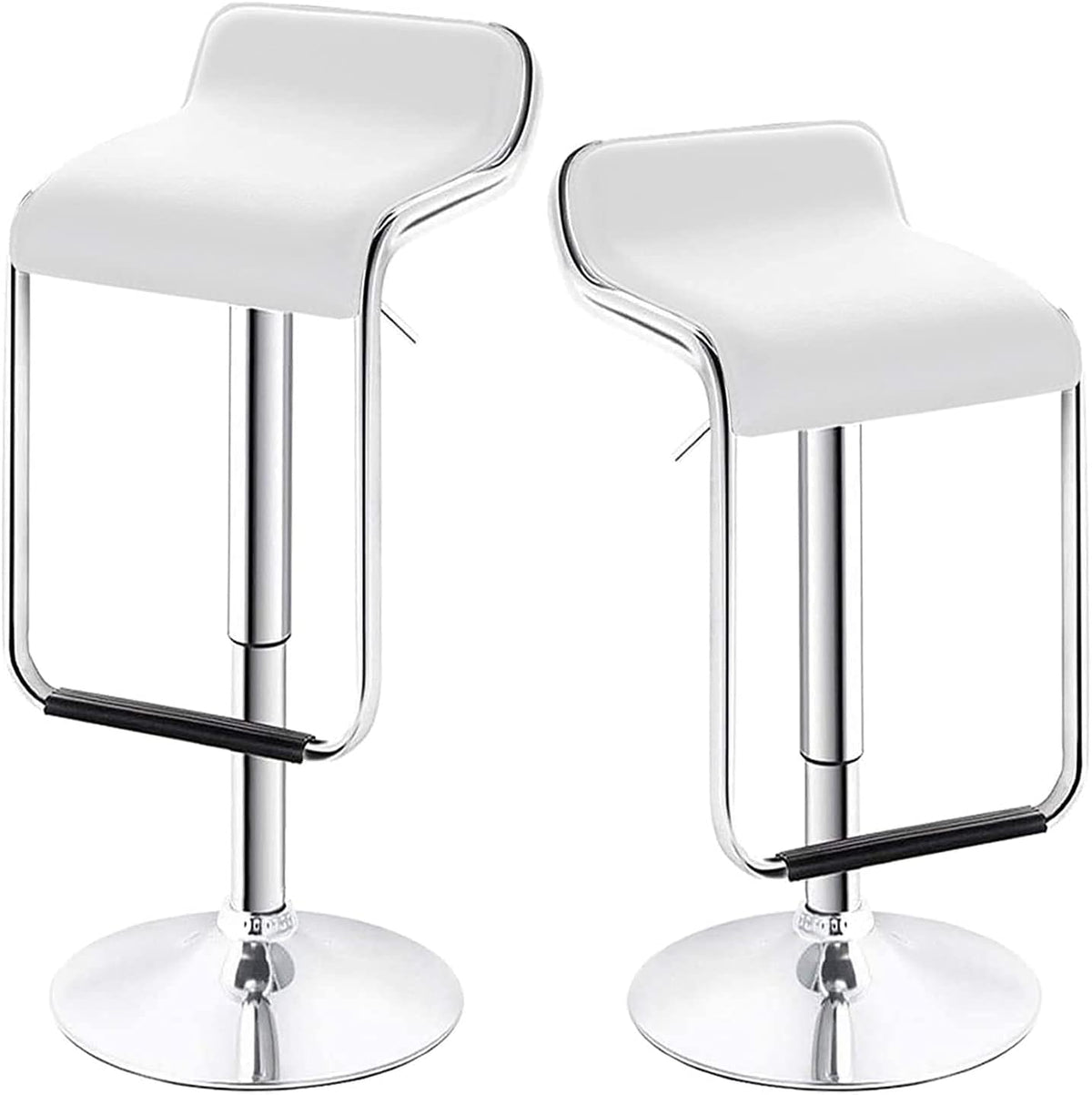 White Set of 2 Swivel Adjustable Bar Stools with Arms Z452234