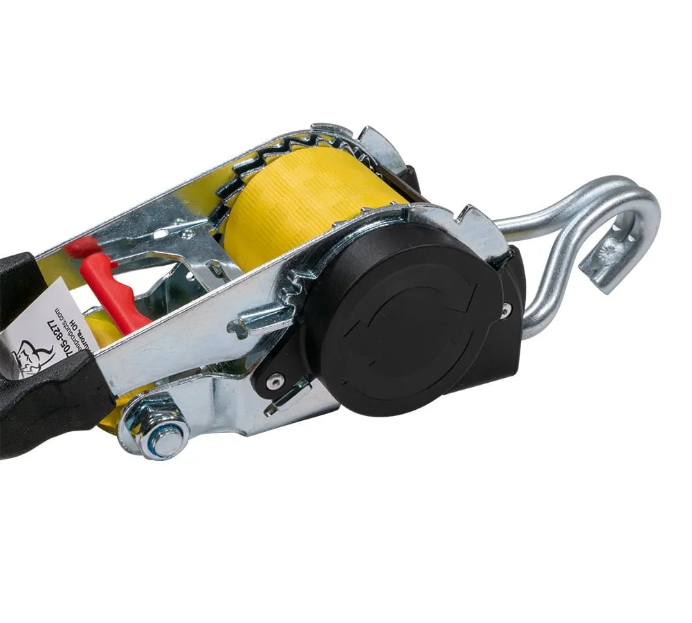 8 Pack 2" x 10' Retractable Ratchet Straps with Double J-Hook, 3,300 lbs Breaking Strength, Yellow I42358