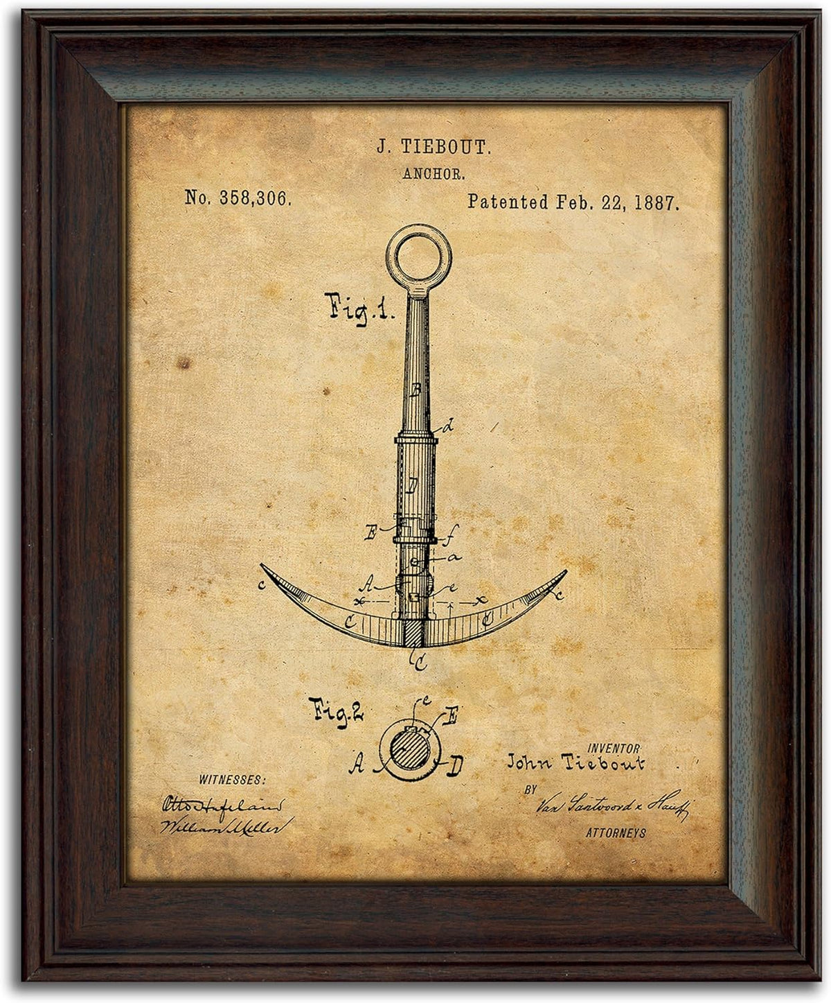 Vintage Patents Sailboat Anchor 2pc Set I60757