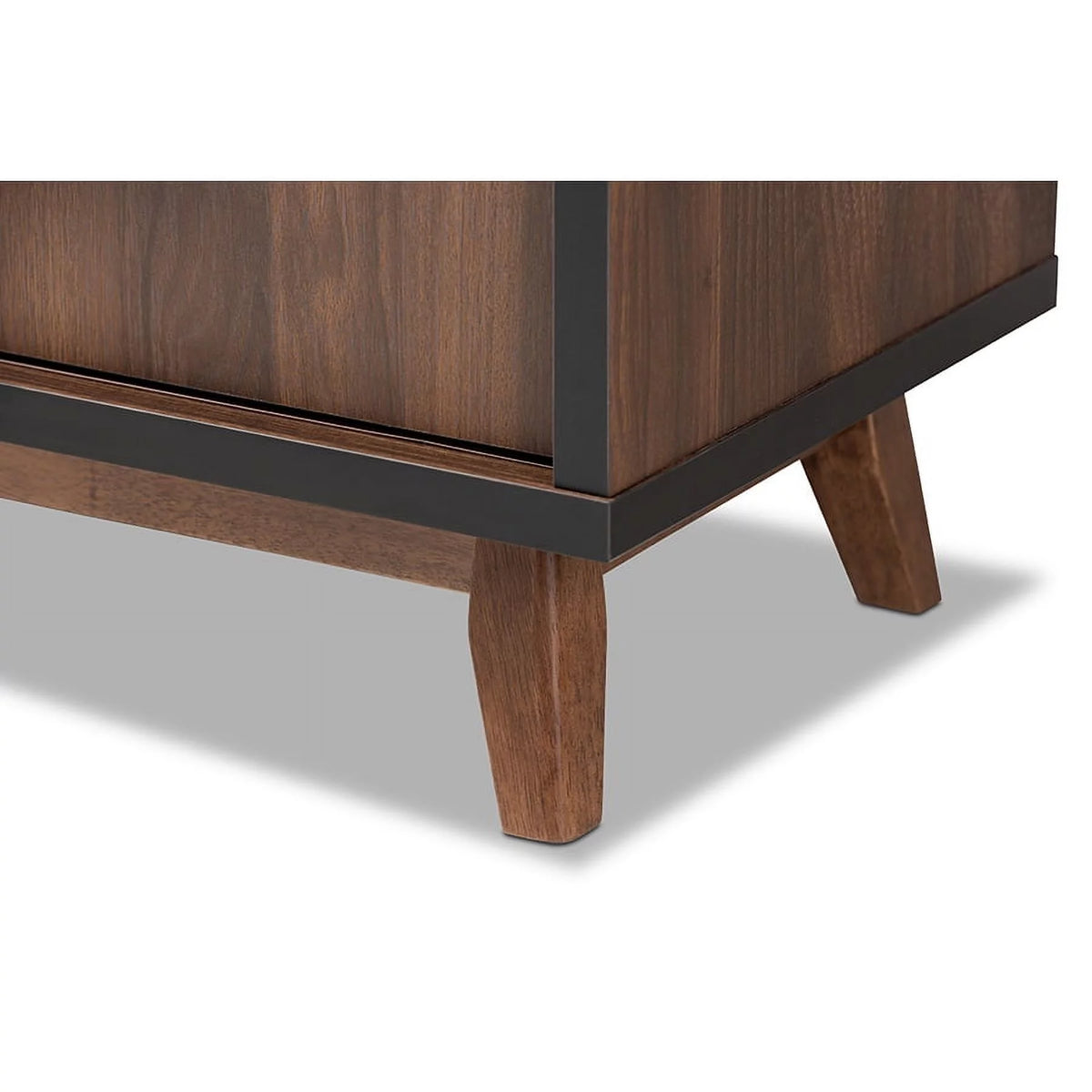 Walnut Brown and Black Wood Wine Storage Cabinet F87853