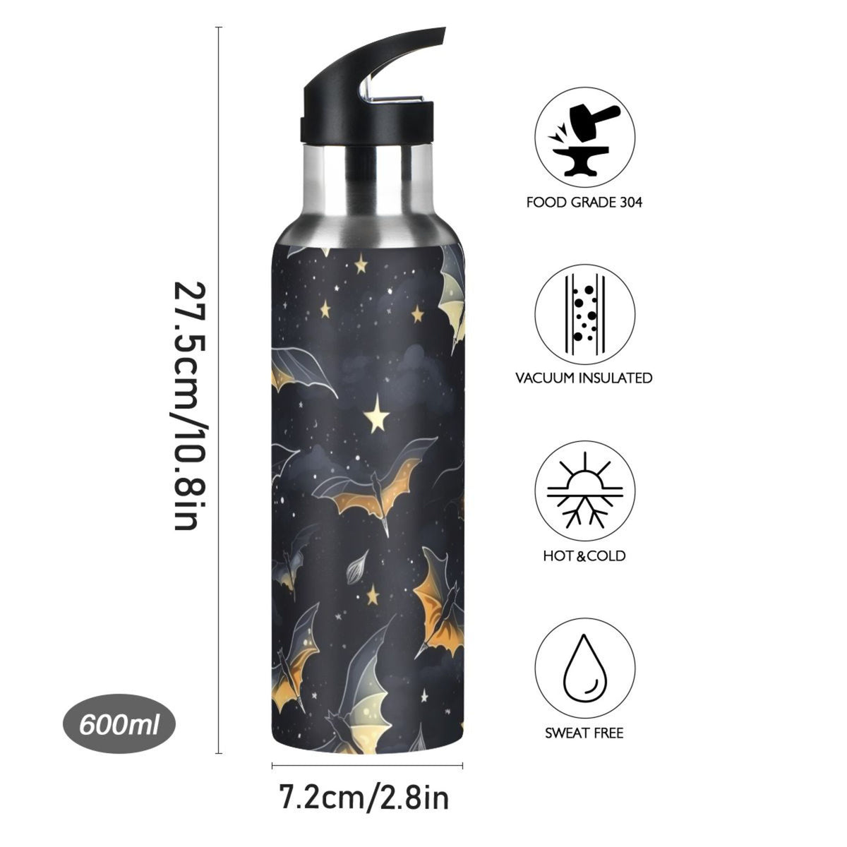 20 oz Insulated Stainless Steel Water Bottle with Straw Lid G620361