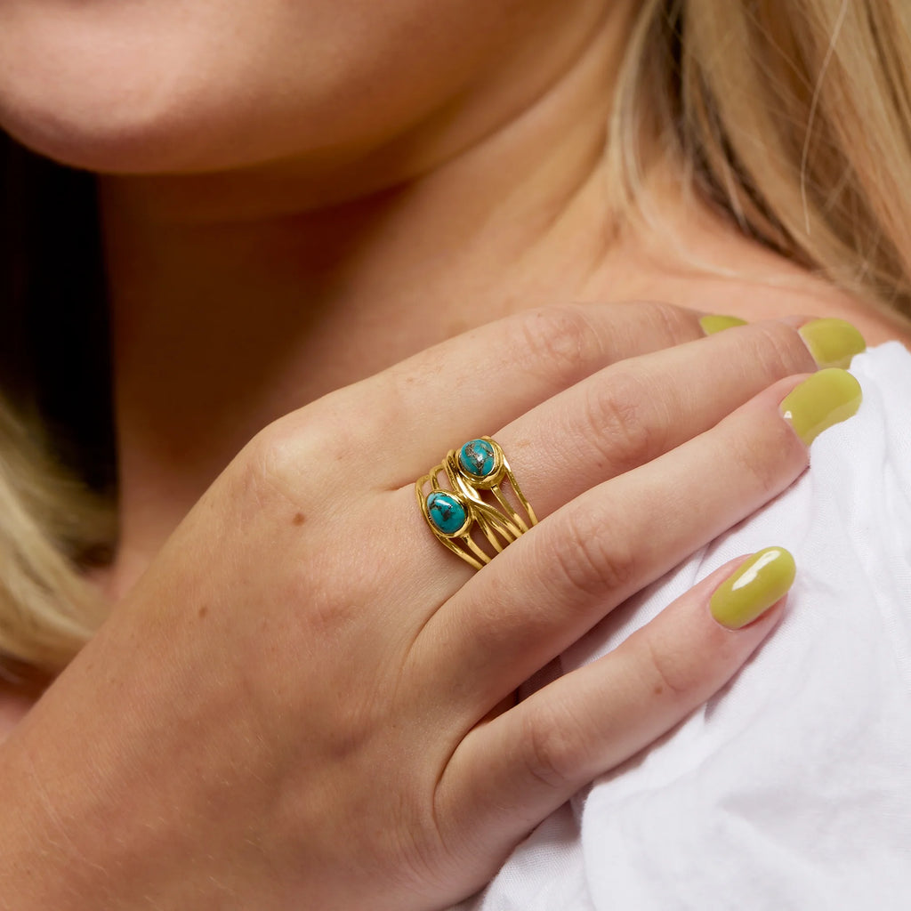 Turquoise Highway Ring in 18kt Gold Over Sterling X3475