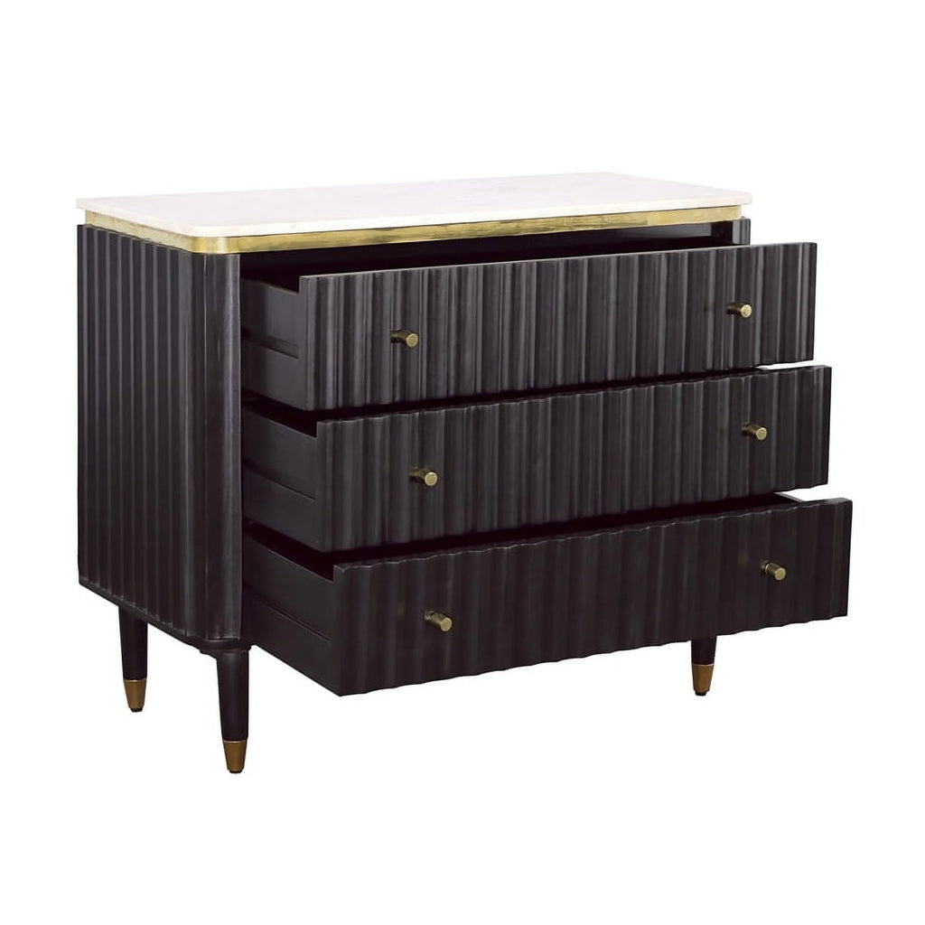 Black and Gold 3-Drawer Wood Chest H999