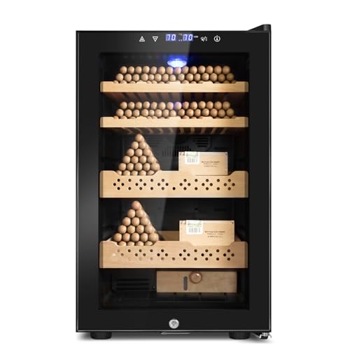 Electric Cooler Cabinet 35L with Temperature and Humidity Control, Spanish Cedar Wood Shelves and Safety Lock U7404