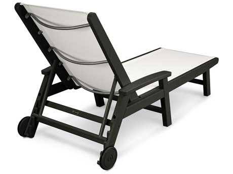 Coastal White and Navy Blue Sling Chaise C78395