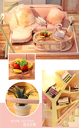 Dollhouse Miniature with Furniture Kit, Handmade DIY House Model J504