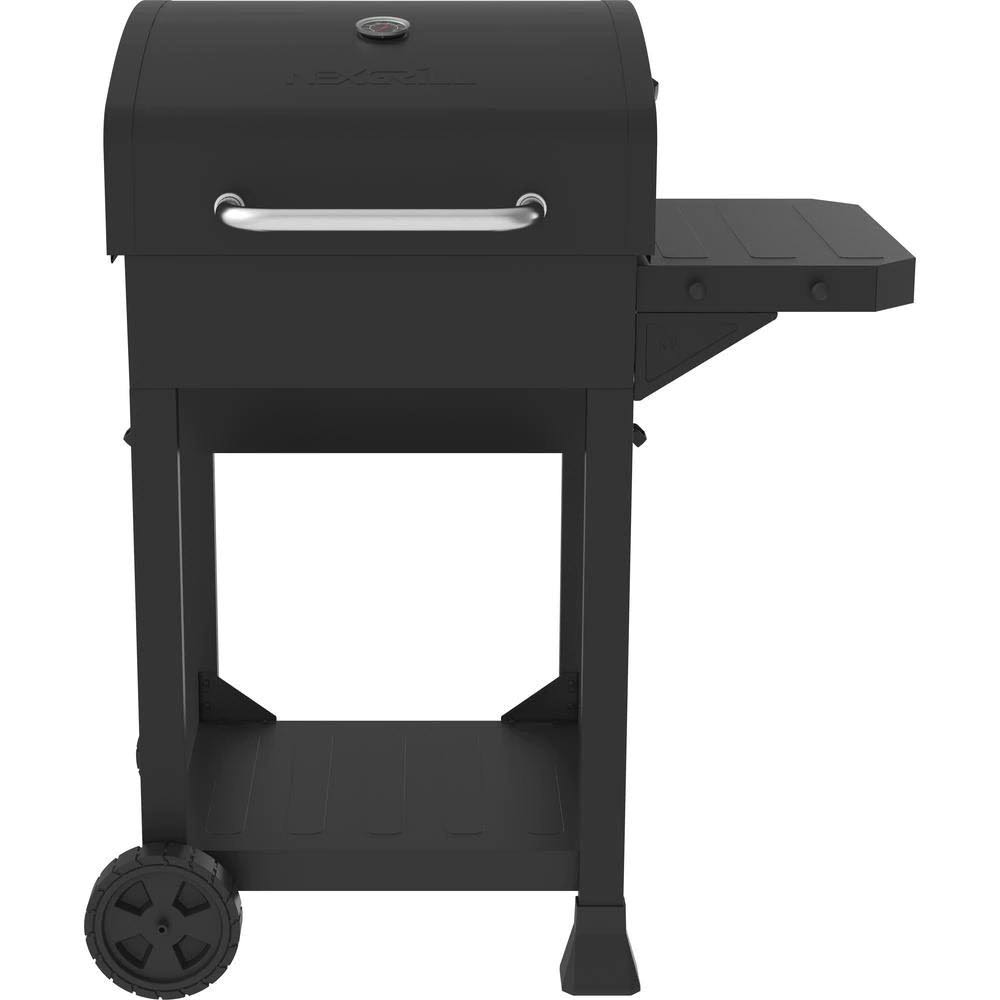 Black Cart-Style Charcoal Grill with Side Shelf Y142
