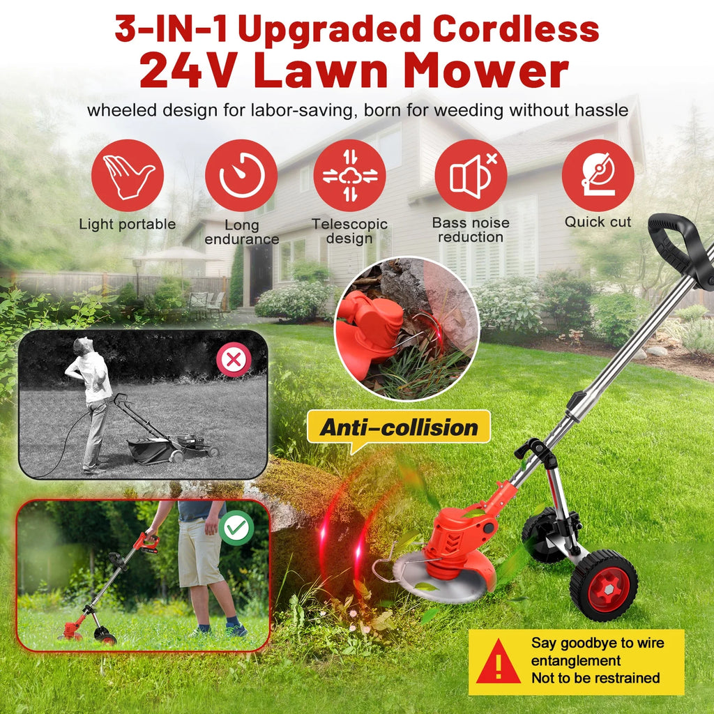 Cordless Electric Grass Trimmer & Edger 6 inch 3-in-1 R8340