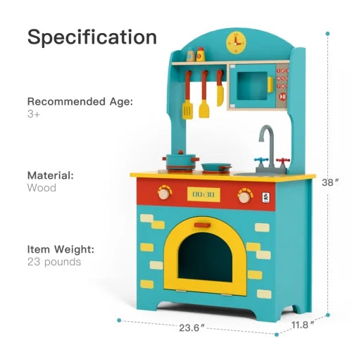 Blue Wooden Play Kitchen Set E320615