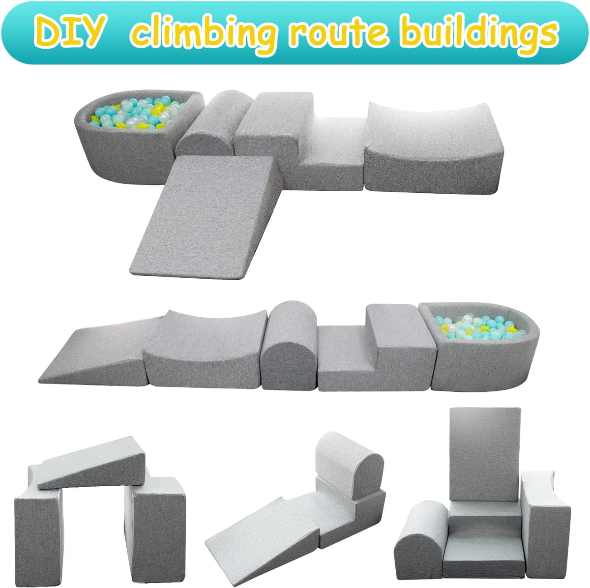 Soft Foam Climbing Blocks and Ball Pit J815462