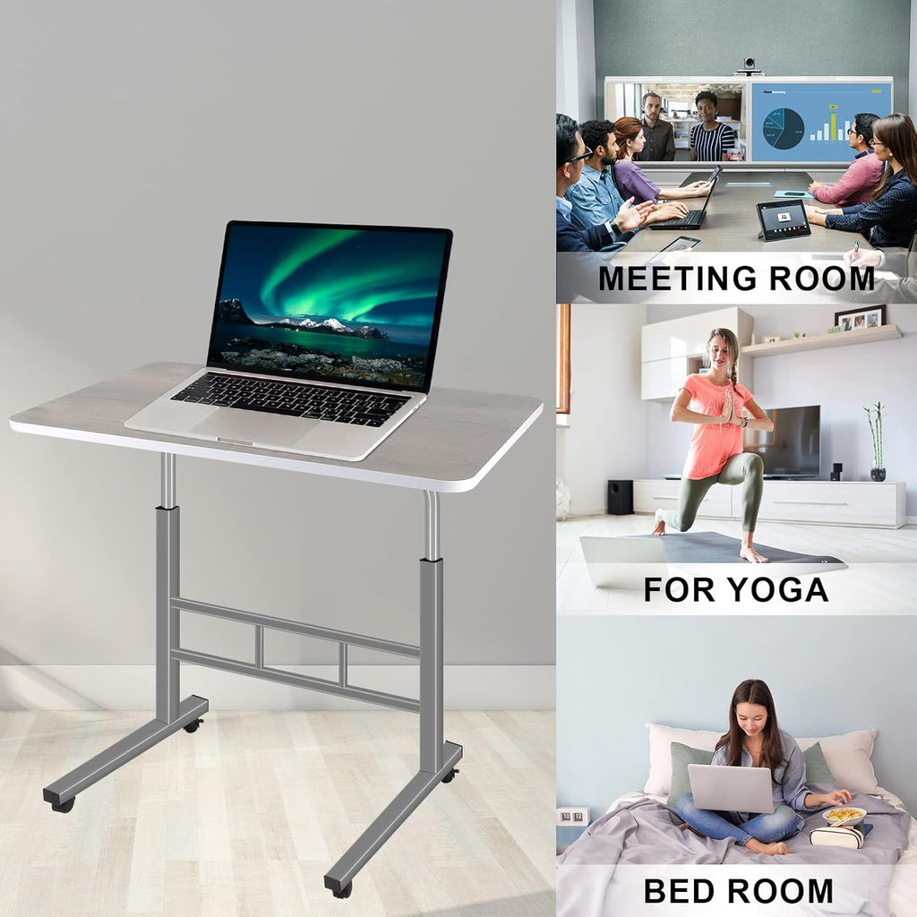 Height Adjustable Rolling Desk Cart with Wheels B7119
