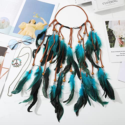 3PCS Hippie Costume Set with Headband Necklace Sunglasses W403