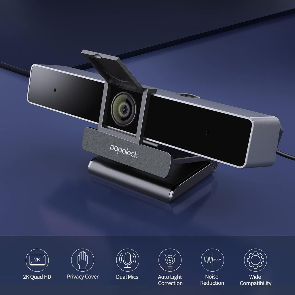 2K Ultra HD Zoomable Webcam with Dual Microphone and Tripod G456687