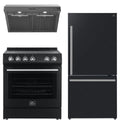 30 Electric Range, Range Hood and Refrigerator in Black R589209