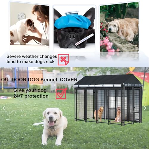 Black 600D Heavy Duty Waterproof Dog Kennel Cover W5021