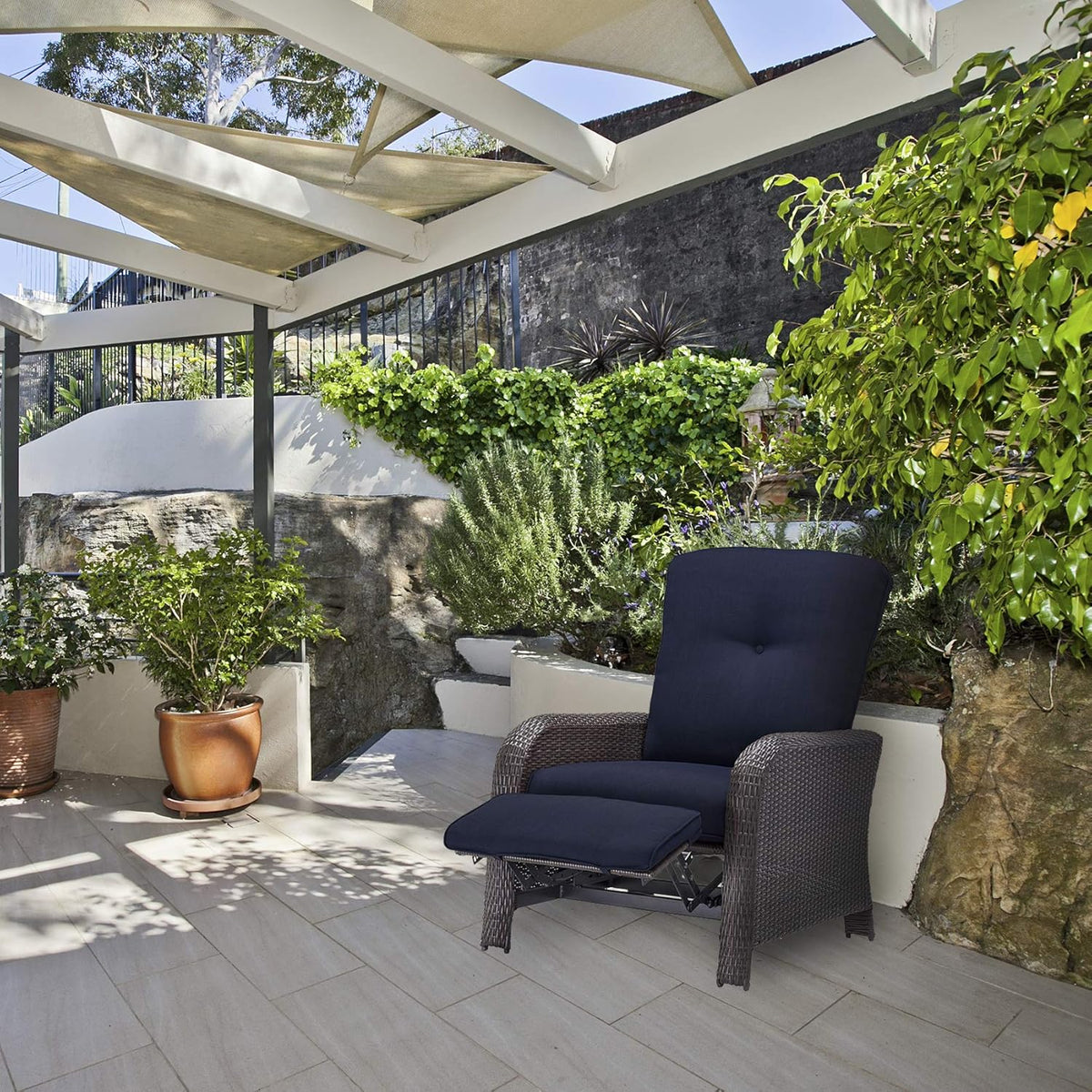 Navy Blue Outdoor Recliner A9103