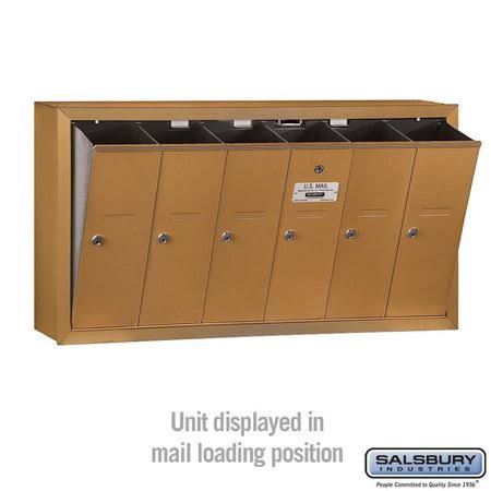 Brass Vertical Mailbox, 6 Doors L435352