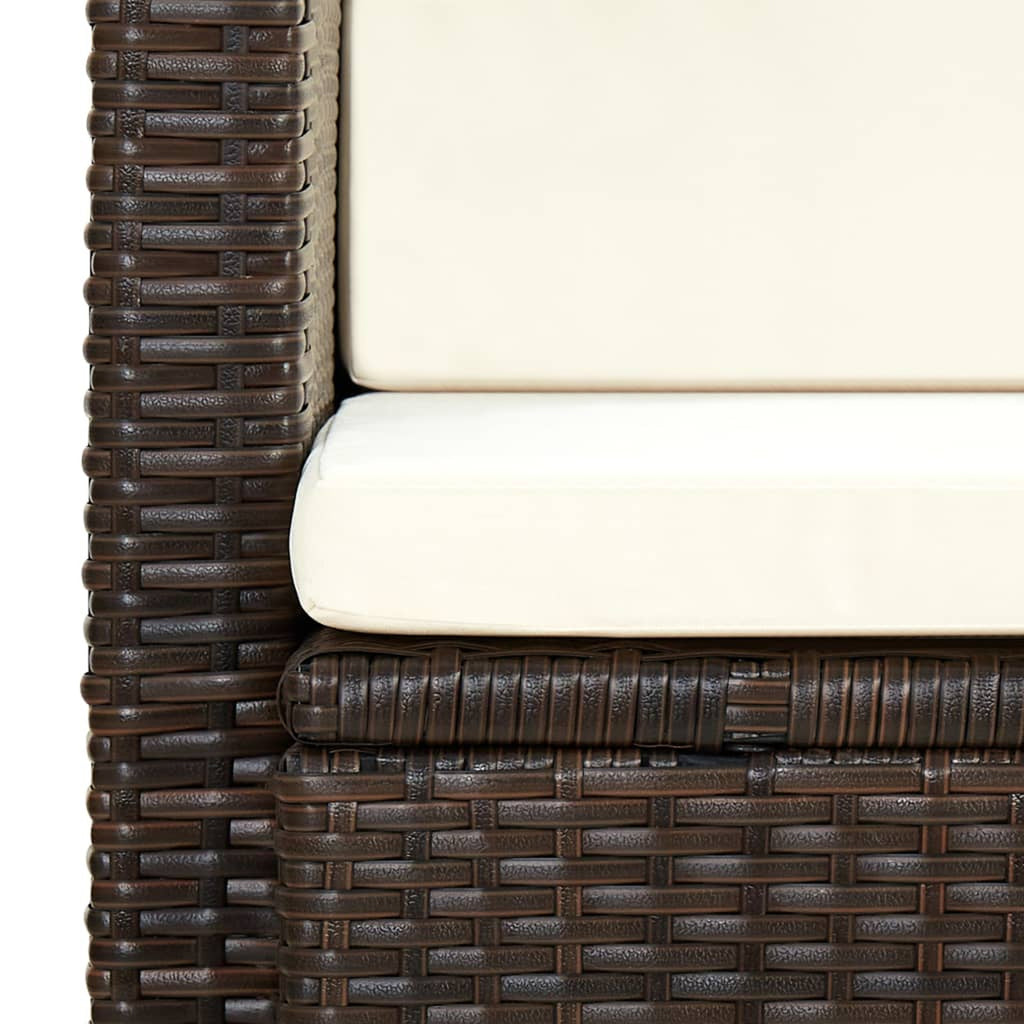 Brown Poly Rattan 2 Seater Outdoor Sofa with Cushion U39823