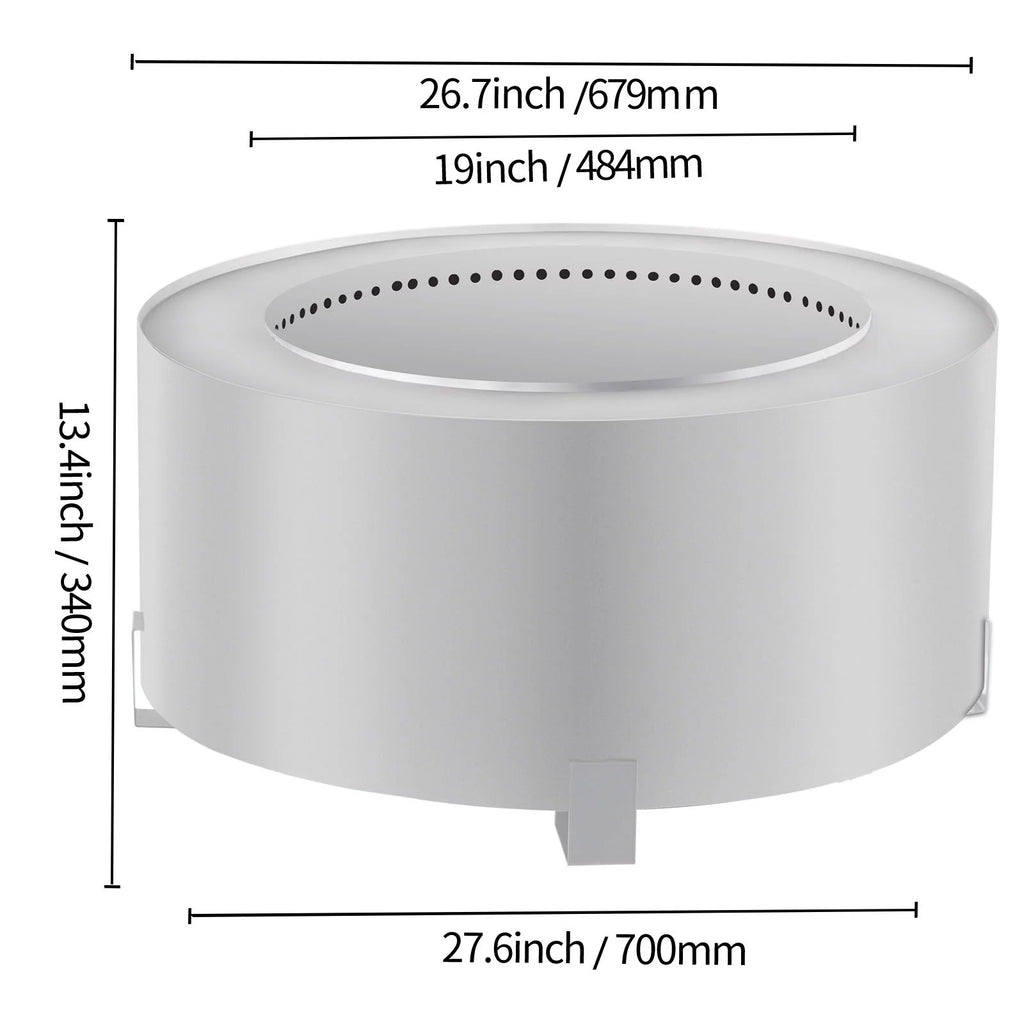 Stainless Steel 27.6 inch Wood Burning Fire Pit I66638