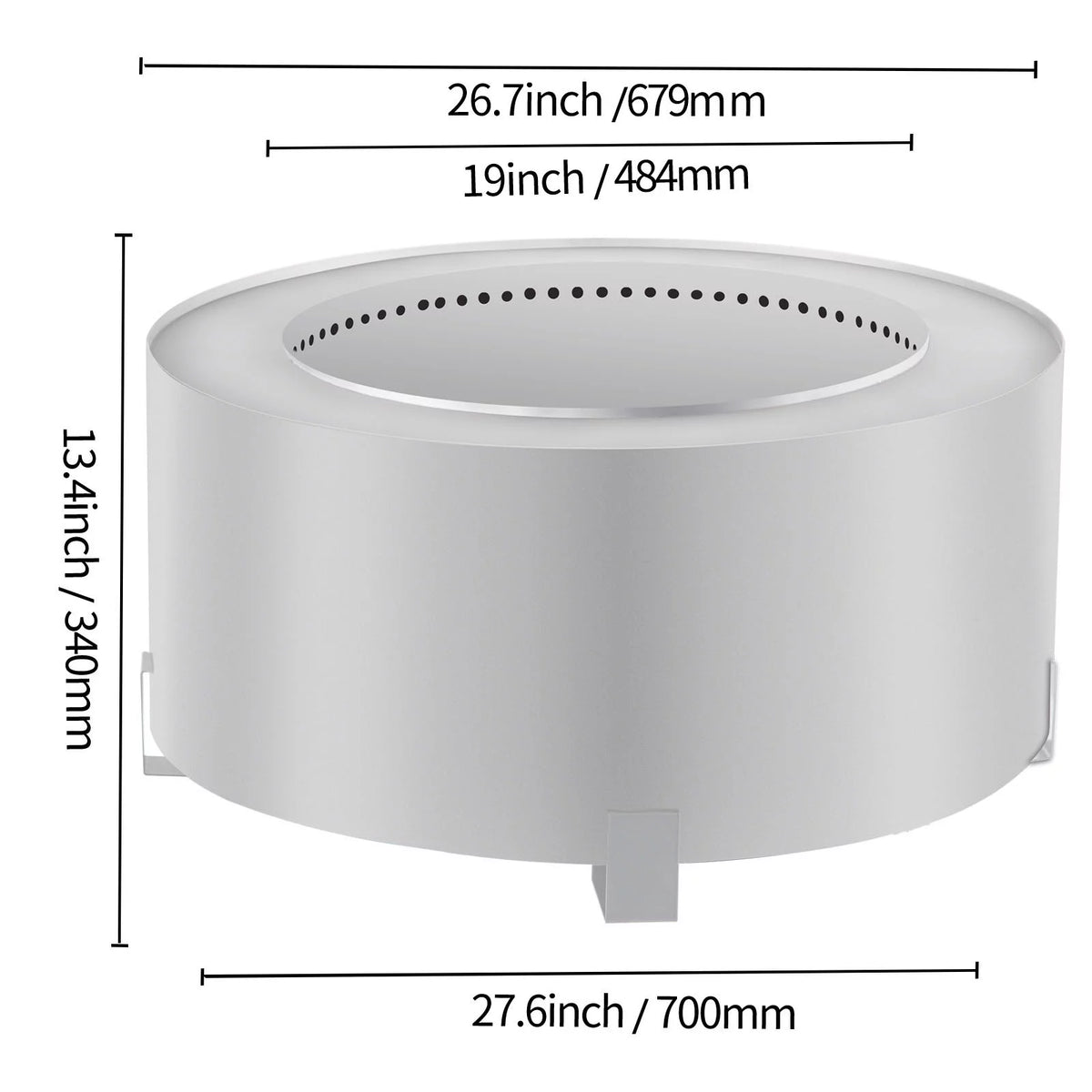 Stainless Steel 27.6 inch Wood Burning Fire Pit I66638