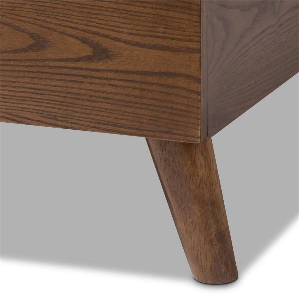 Mid-Century Wood Tufted Platform Bed, King, Beige/Brown C54212
