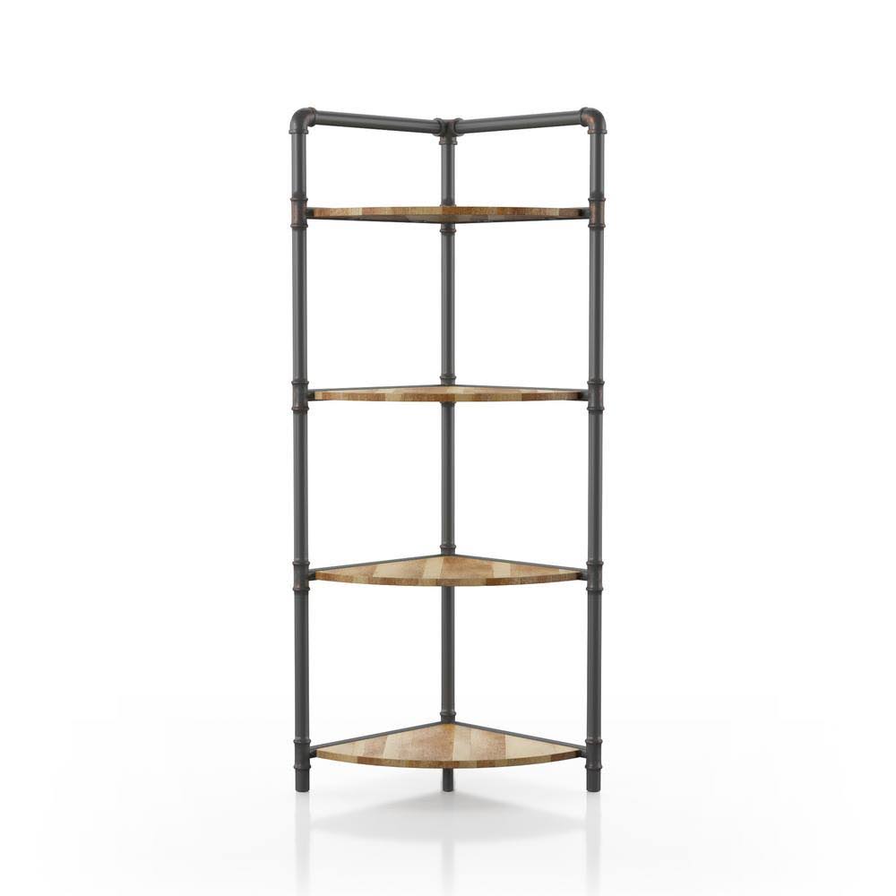 Sand Black 4-Shelf Corner Bookcase E7771