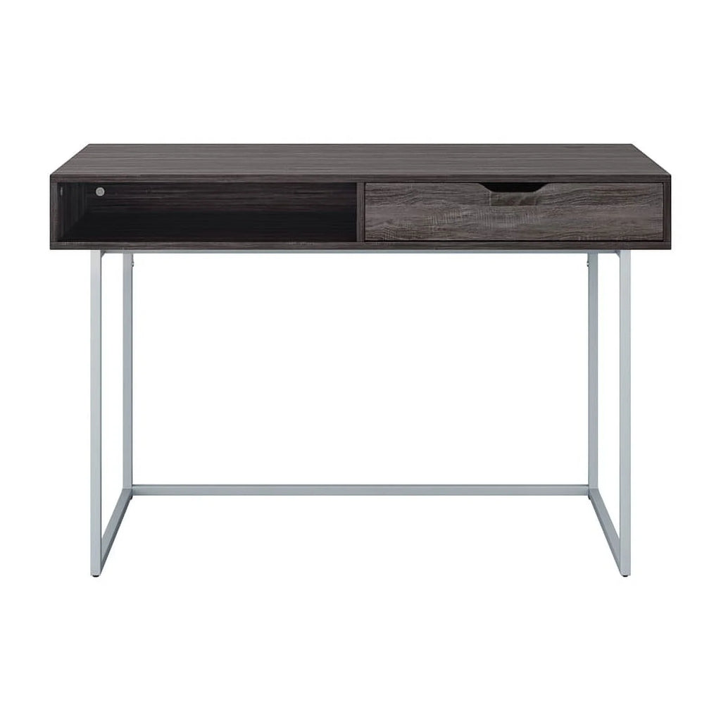 Modern Single Drawer Gray Wood Grain Finish Desk C25113