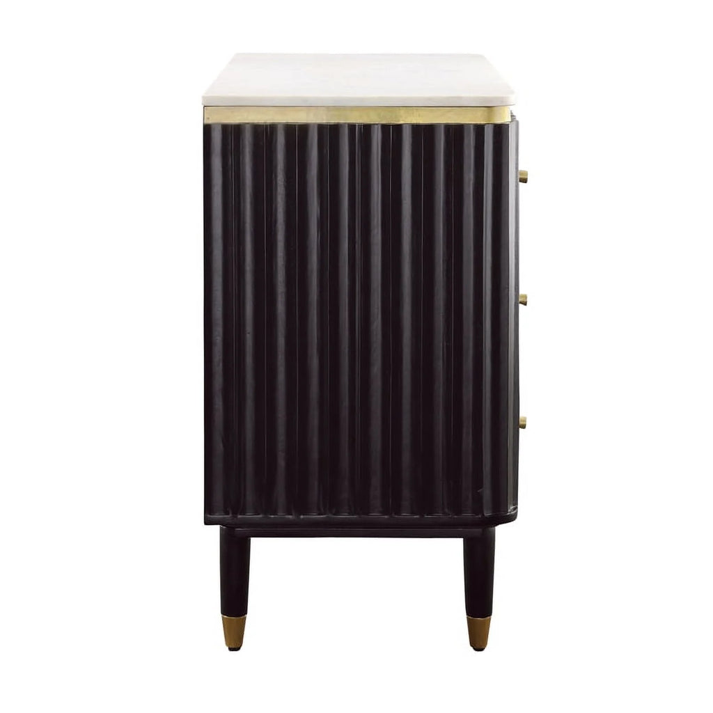 Black and Gold 3-Drawer Wood Chest H999