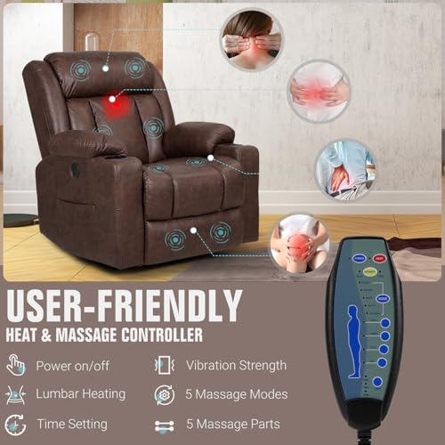 Brown Massage Rocking Recliner Chair with Heat and USB F698241