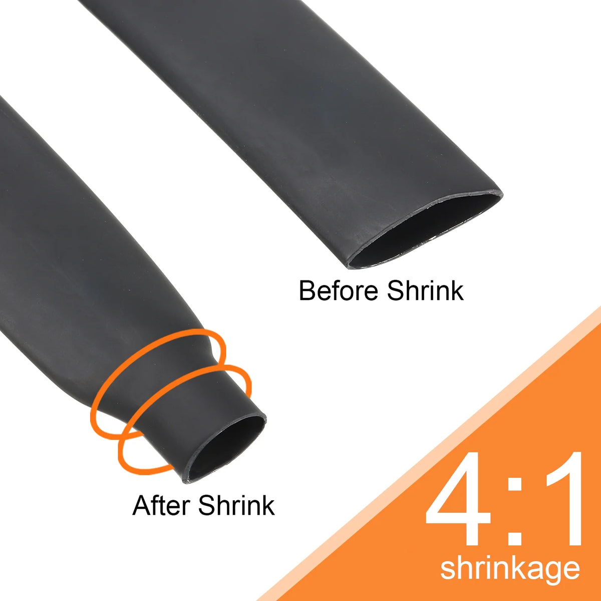 1-1/4" Dia 33ft 4:1 Dual Wall Adhesive Lined Heat Shrink Tubing Black L62925