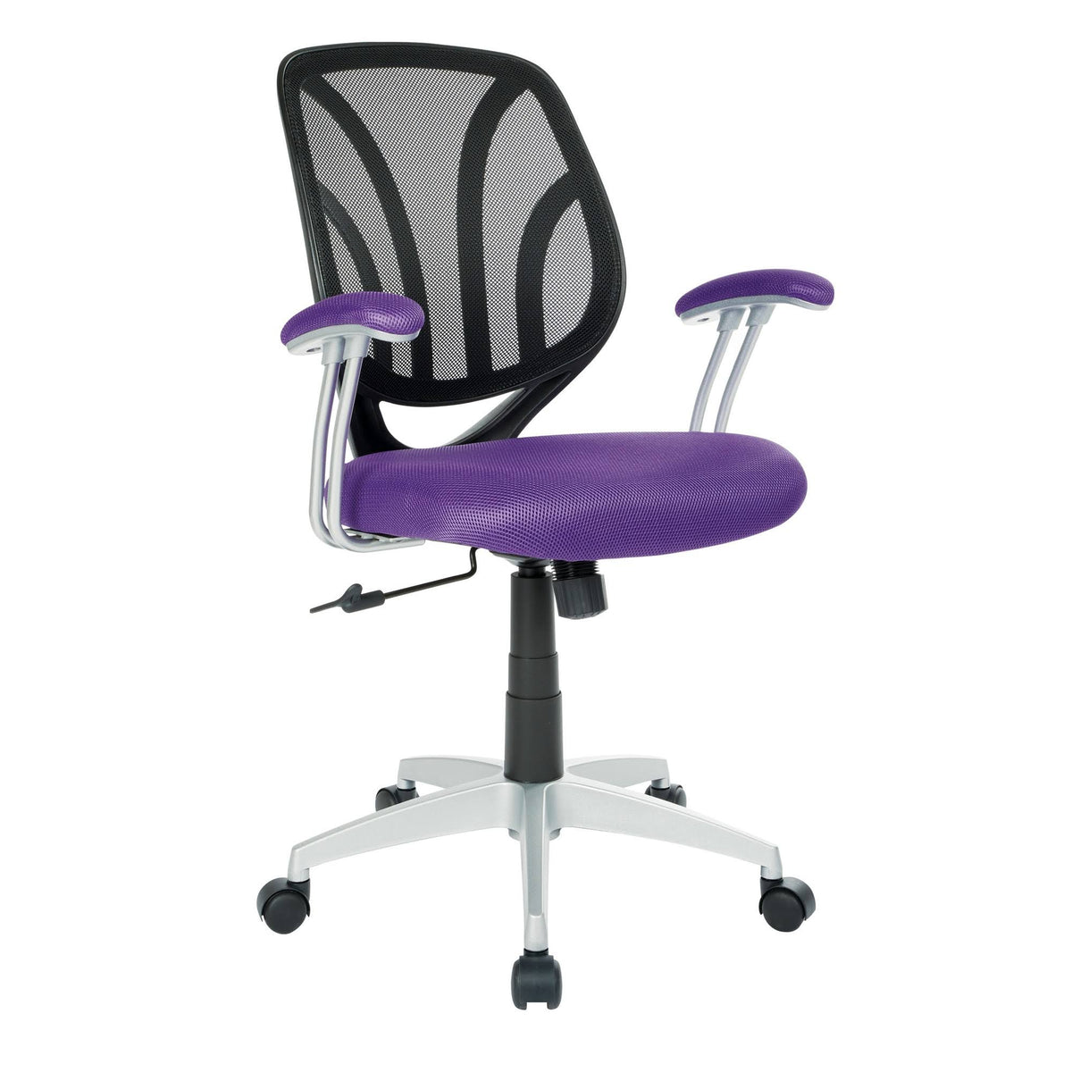 Purple Mesh Screen Back Chair with Silver Coated Arms and Base M67816