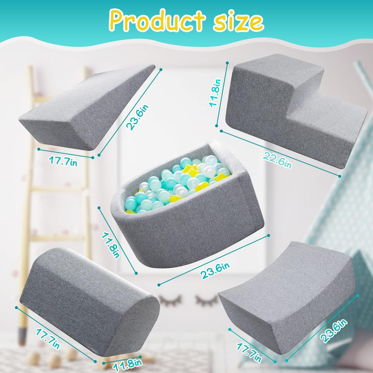Soft Foam Climbing Blocks and Ball Pit J815462