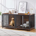 71'' Wooden Double Dog Crate Kennel Cage, Brown G338592