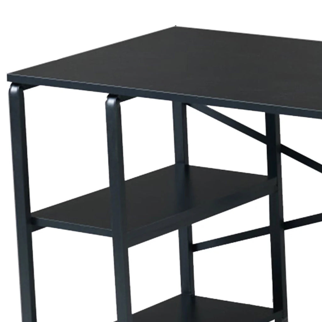Black Computer Desk with 2 Shelves N6900
