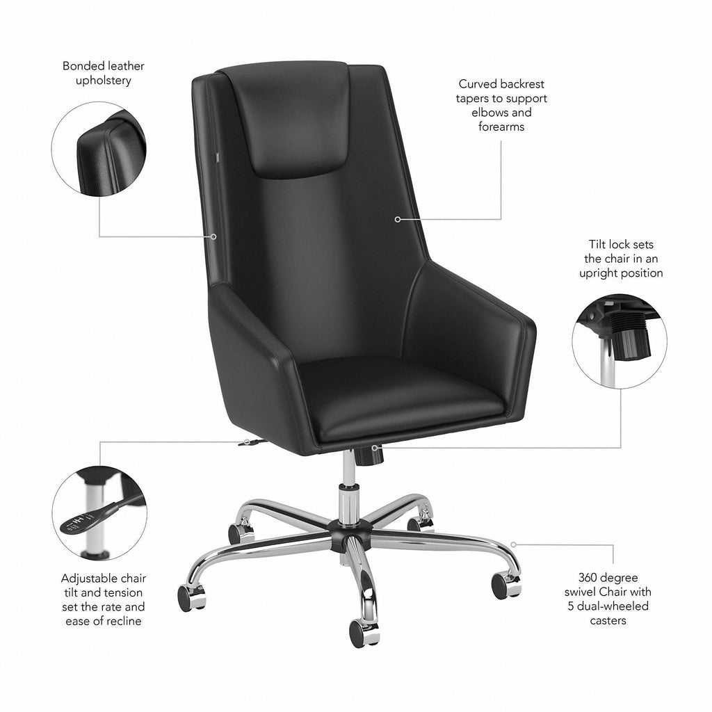 Black Leather Box Chair G112958