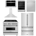 36 Dual Fuel Range, Range Hood, Refrigerator, Microwave Drawer, Dishwasher and Beverage Fridge D71885