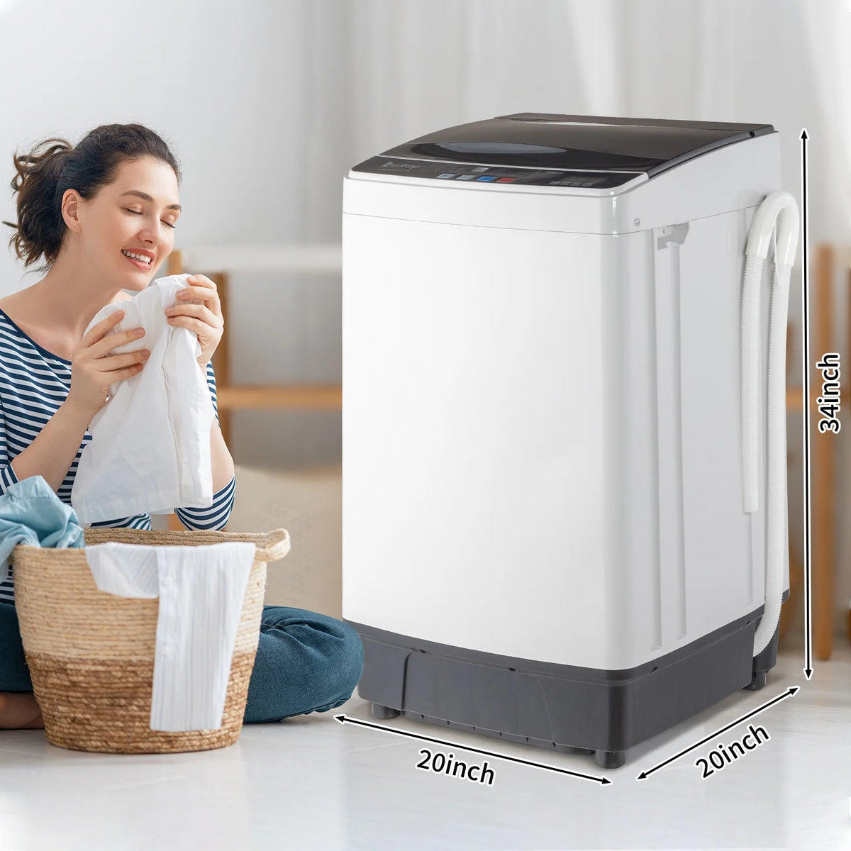 17.6 Lbs Capacity Top Load Portable Washing Machine with LED Display U582561